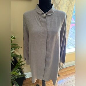 Bryn Walker Tunic Top Shirt Blouse Womens Size XL Oversize Boxy Lagenlook Linen